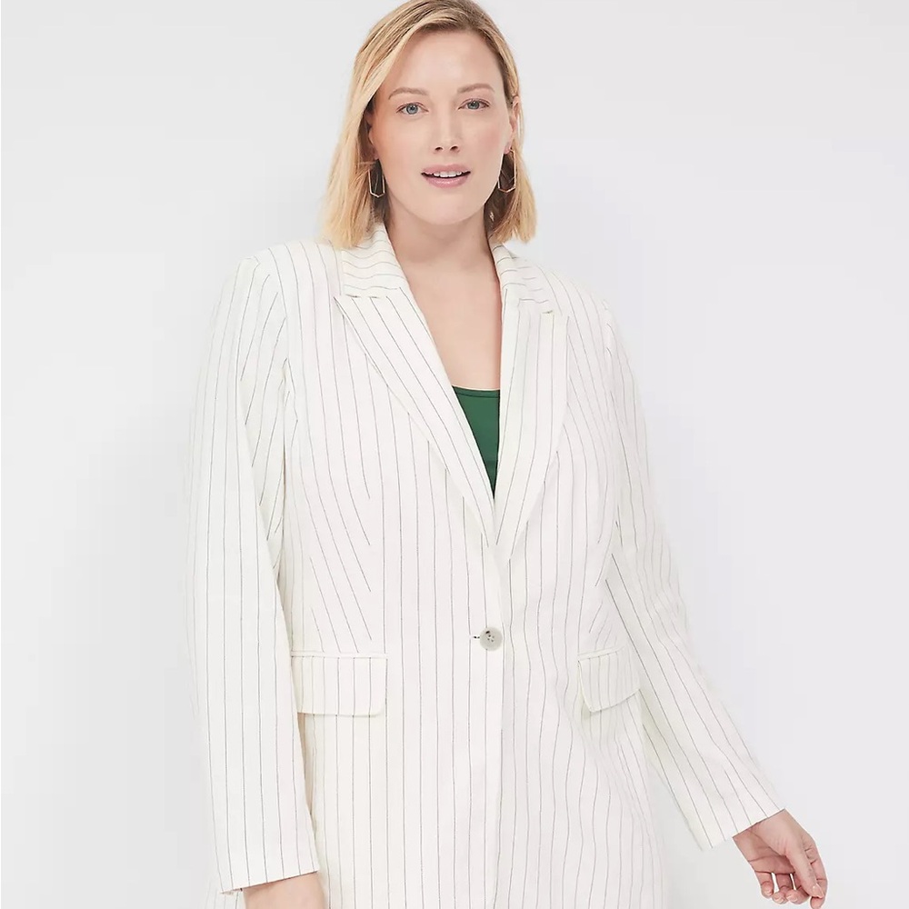 Lane bryant linen cream pinstripe suit. Plus size. Size 24. New without tags.